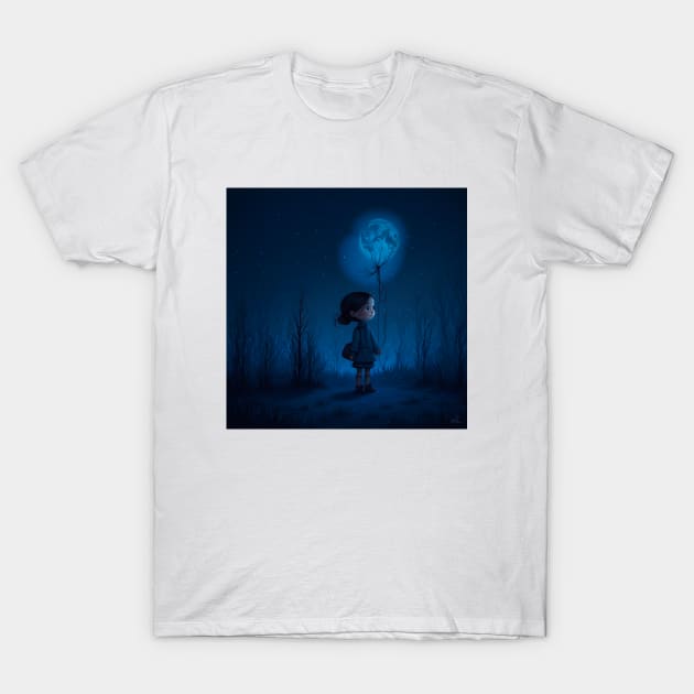 Blue Forest Moon Girl T-Shirt by RetroSalt